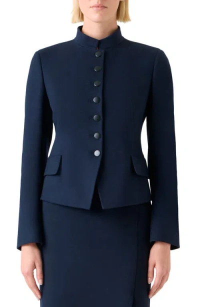 AKRIS AKRIS FITTED VIRGIN WOOL FLANNEL JACKET