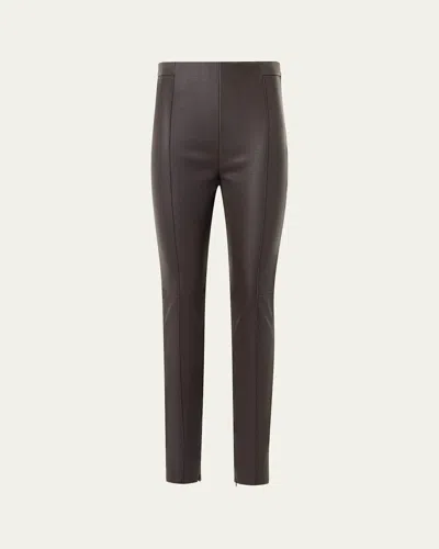 Akris Flame Leather Skinny-leg Ankle Pants In Coffee