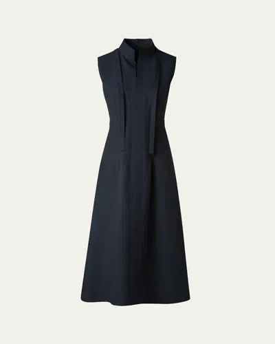 Akris Flared Cotton Double-weave Midi Dress In Black