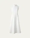 Akris Flared Cotton Double-weave Midi Dress In Pure White