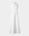 Akris Flared Cotton Double-weave Midi Dress In Pure White
