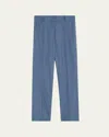 Akris Flavin Cotton Poplin Tapered-leg Ankle Pants In Blue