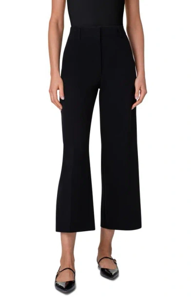 Akris Flora Cropped Wide-leg Pants In Black