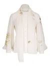 Akris Floral-print Georgette Scarf Blouse