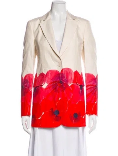 Pre-owned Akris Floral Print Blazer W/ Tags In Red