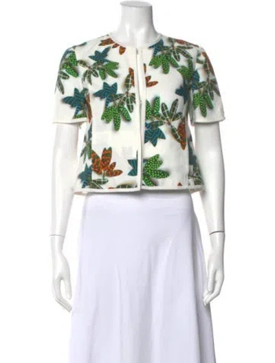 Pre-owned Akris Floral Print Crew Neck Sweater In Neutral