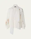 Akris Floral-print Georgette Scarf Blouse In Ecru-greige