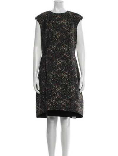 Pre-owned Akris Floral Print Knee-length Dress In Black