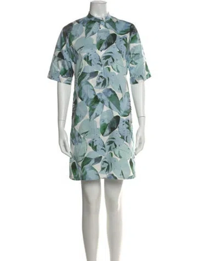 Pre-owned Akris Floral Print Knee-length Dress In Blue