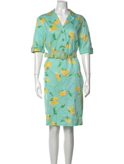 Pre-owned Akris Floral Print Knee-length Dress In Green