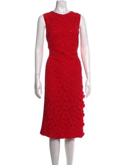 Pre-owned Akris Floral Print Knee-length Dress In Red