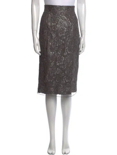 Pre-owned Akris Floral Print Knee-length Skirt In Gray