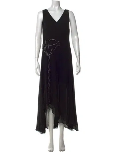 Pre-owned Akris Floral Print Long Dress In Black