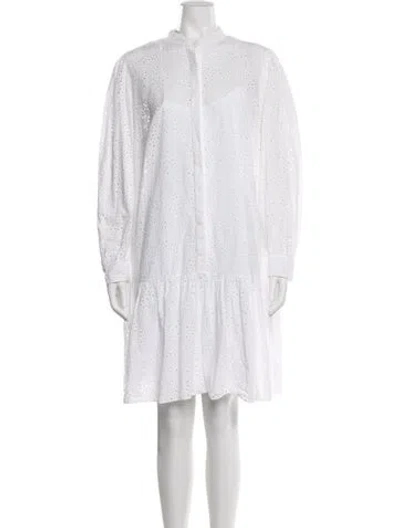 Pre-owned Akris Floral Print Midi Length Dress In White