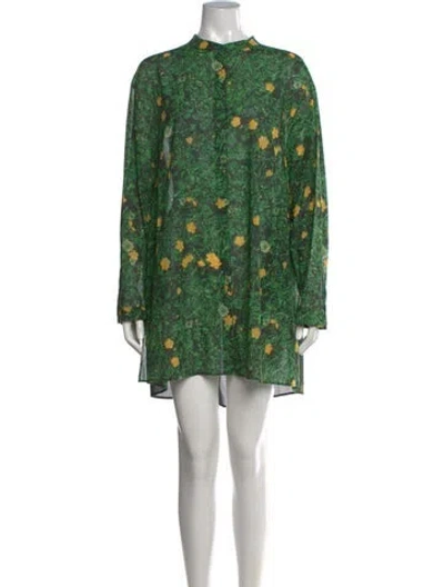 Pre-owned Akris Floral Print Mini Dress In Green