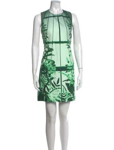 Pre-owned Akris Floral Print Mini Dress In Green