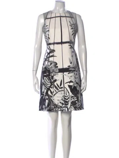 Pre-owned Akris Floral Print Mini Dress In White