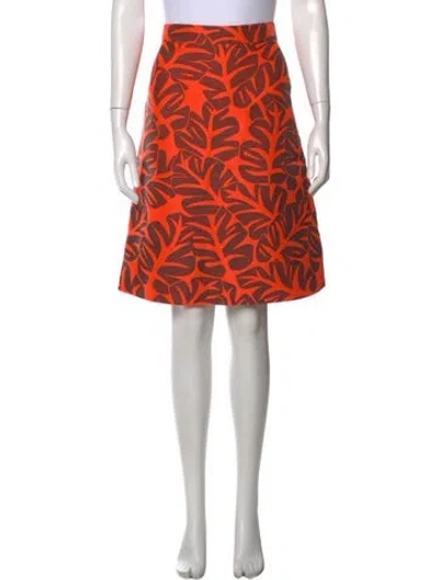 Pre-owned Akris Floral Print Mini Skirt In Orange