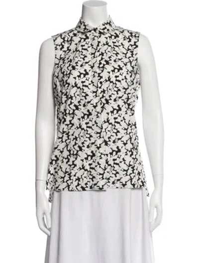 Pre-owned Akris Floral Print Sleeveless Blouse In White