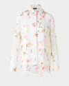 Akris Floral Silk Neck-tie Blouse