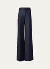 AKRIS FLORETTA PRINCE OF WALES WIDE LEG WOOL TROUSERS