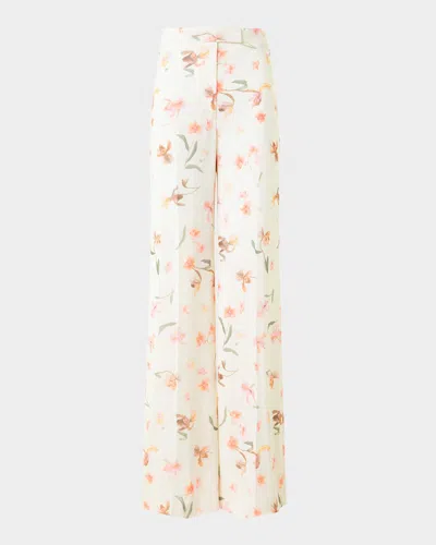 Akris Floretta Wide-leg Silk Pants