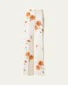 Akris Florine Anemone Print Wide Leg Silk Crepe Pants In Multi