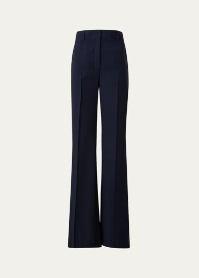 Akris Florine Straight Leg Wool Pants In Navy