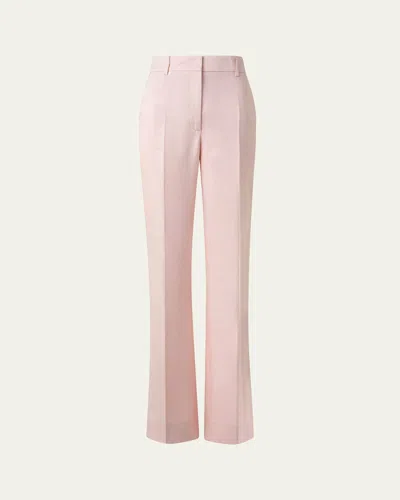 Akris Florine Wide Leg Linen Double-face Pants In Peach