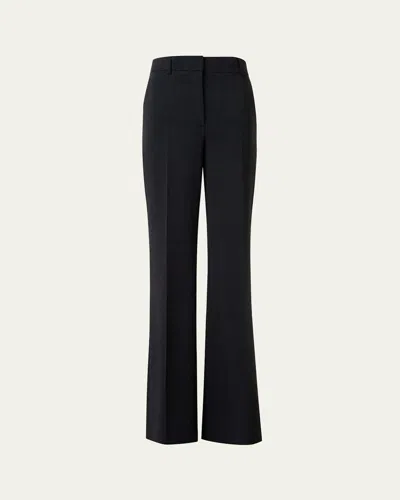 Akris Florine Wide Leg Wool Stretch Double-face Pants In Charcoal