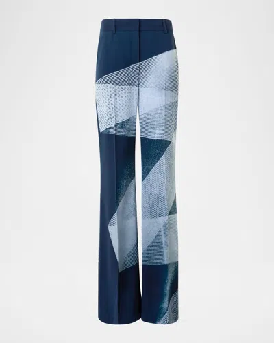 AKRIS FLORINE ZIGZAG-PRINT WIDE-LEG PANTS