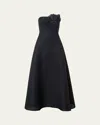 Akris Flower Corsage Strapless Organza Gown In Black