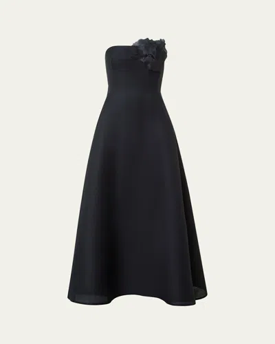 AKRIS FLOWER CORSAGE STRAPLESS ORGANZA GOWN