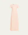 Akris Flower Grid Embroidered Gown With Back Godet In Pink