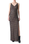 Akris Flower Grid Embroidered Tulle Column Gown In Multi
