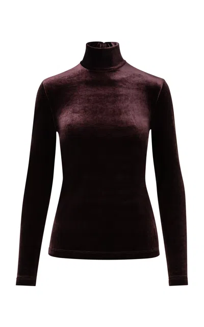 Akris Ribbed Turtleneck Top In Purple