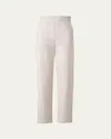 Akris Flynn High Waist Stretch Cotton Twill Ankle Pants In Greige