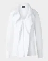 Akris Folding Collar Pleated Cotton Poplin Blouse In Ecru