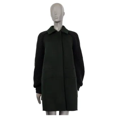 Pre-owned Akris Forest Green Cashmere Knit Raglan Sleeve Coat Jacket 36 S