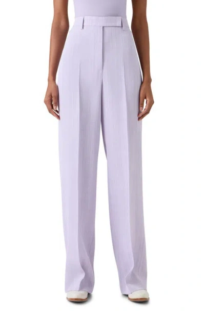 Akris Melange Twill Straight Leg Forest Pants In Purple