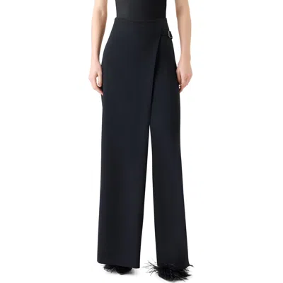 Akris Foss Apron Front Wool Blend Pants In Black