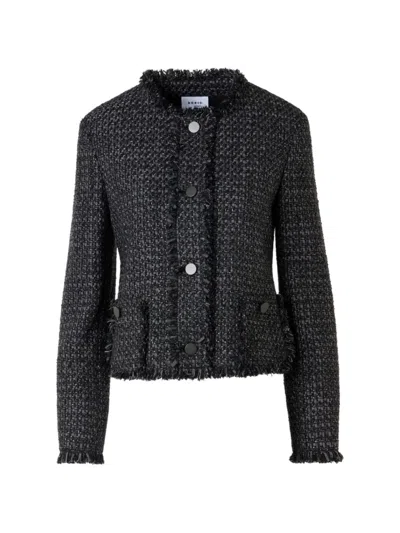 Akris Frayed Tweed Jacket In Black