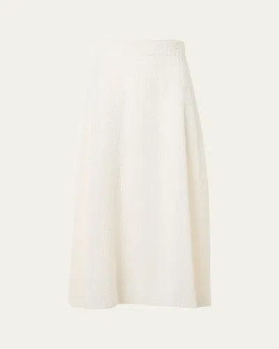 Akris Fringe Techno Grid A-line Midi Skirt In White