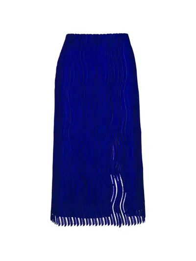 Akris Fringed Midi Skirt In Blue