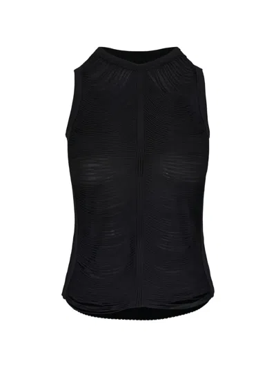 Akris Trapezoid Embroidered Sleeveless Blouse In Black