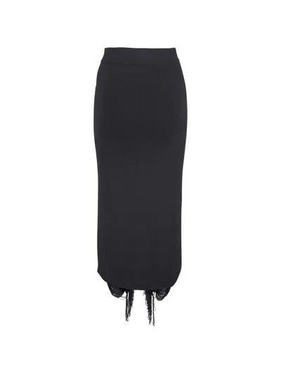 Akris Fringe-detail Knitted Skirt In Black