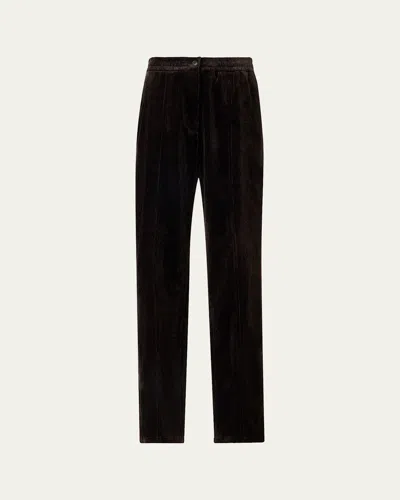 Akris Fritz Corduroy Straight-leg Trousers In Burgundy