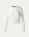 AKRIS FRONT FINE SHEER STRIPE CASHMERE SWEATER