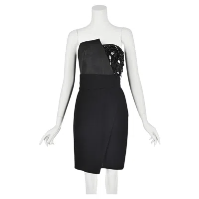 Pre-owned Akris F/w 2010 Runway Look #37 Black Wool & Silk Mini Beaded Cocktail Dress 2/4