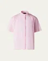 Akris Gathered-shoulder Cotton Poplin Button-down Blouse In Blush